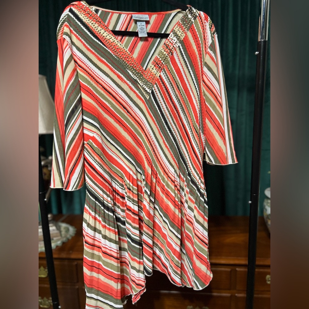 Catherines Multicolor Striped Long Sleeve Top